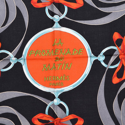 Hermes Cashmere Silk La Promenade Du Matin Shawl 140 Bleu Azur Vert Fluo Fuchsia 3 of 7