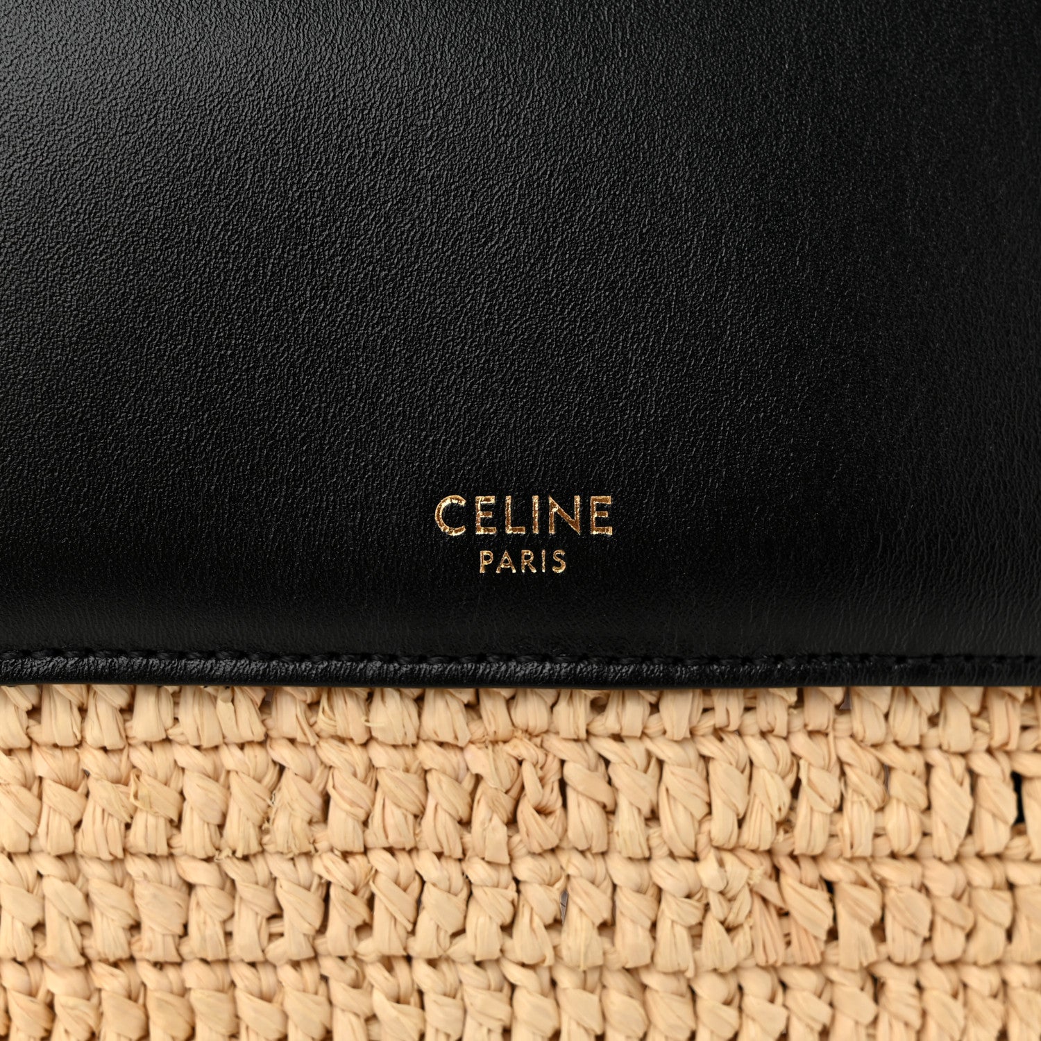 Celine Raffia Calfskin Basket Bag Natural Black 6 of 12
