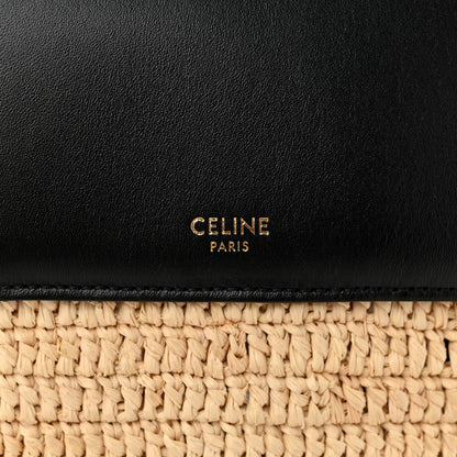 Celine Raffia Calfskin Basket Bag Natural Black 6 of 12