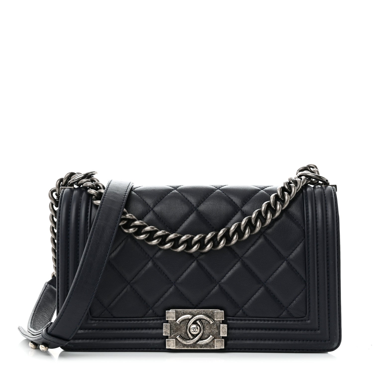 Chanel Lambskin Quilted Medium Boy Flap Navy 1 of 13