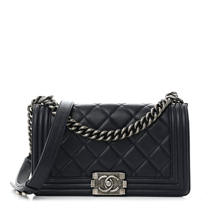 Chanel Lambskin Quilted Medium Boy Flap Navy 1 of 13