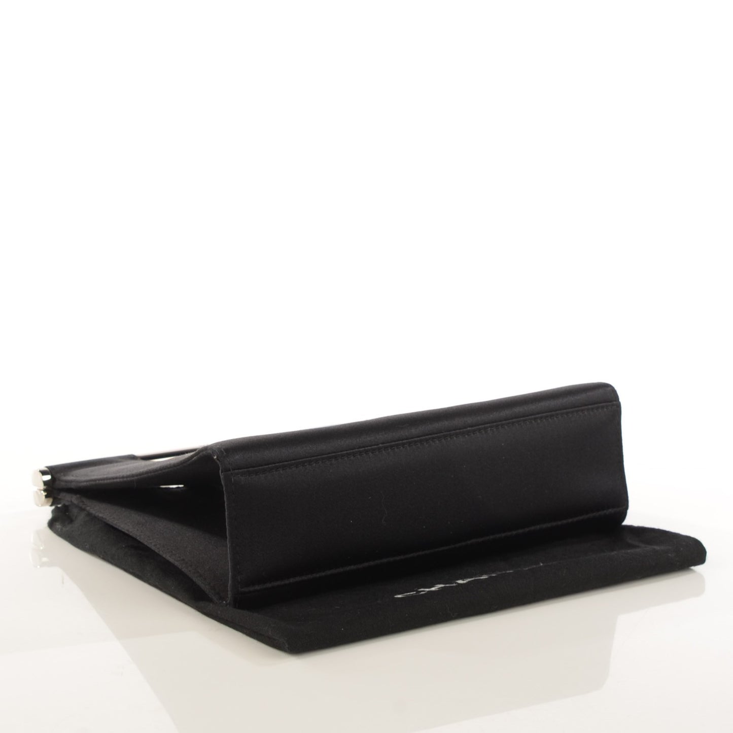 Satin Bar Handle Clutch Black