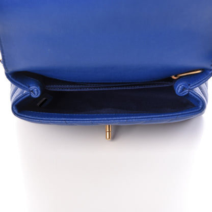 Chanel Caviar Chevron Quilted Mini Coco Handle Flap Blue 5 of 11