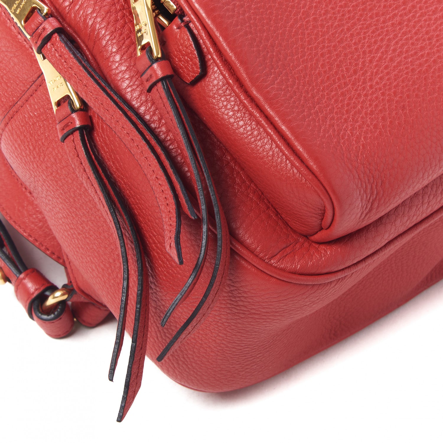 Prada Vitello Daino Zip Backpack Rosso 5 of 8