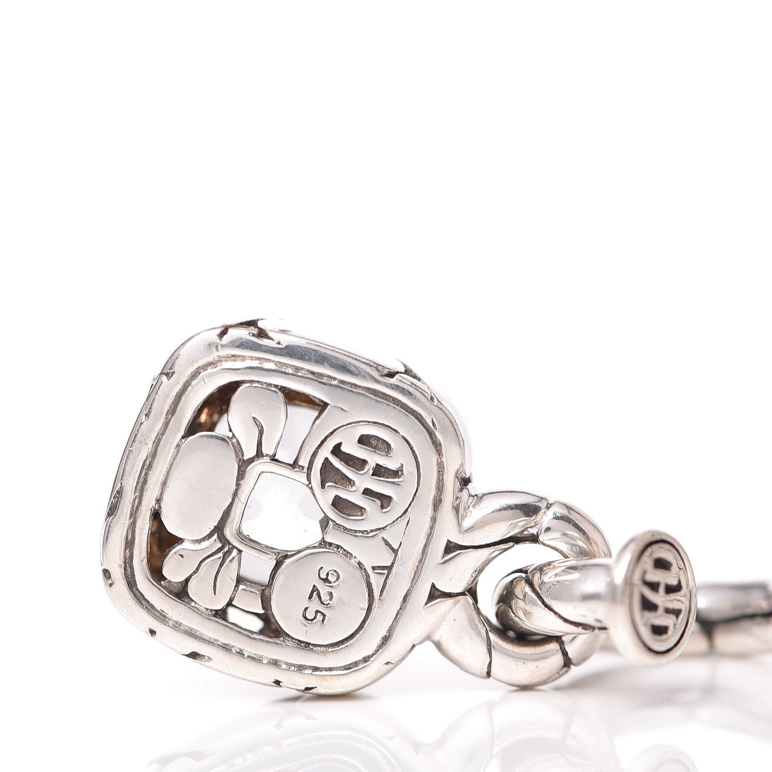 John Hardy Sterling Silver White Topaz Kali Square Drop Earrings 4 of 6
