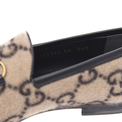 Gucci Covered Wool GG Monogram Womens Jordaan Loafers 38 Beige Ebony Black 7 of 9
