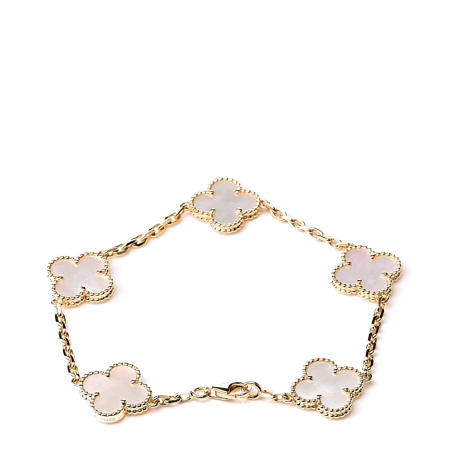 Van Cleef & Arpels 18K Yellow Gold Mother of Pearl 5 Motifs Vintage Alhambra Bracelet 3 of 6