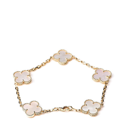 Van Cleef & Arpels 18K Yellow Gold Mother of Pearl 5 Motifs Vintage Alhambra Bracelet 3 of 6