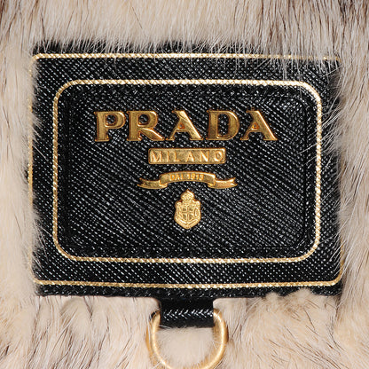 Prada Saffiano Mink Fur Accordion Flap Bag Black 5 of 9