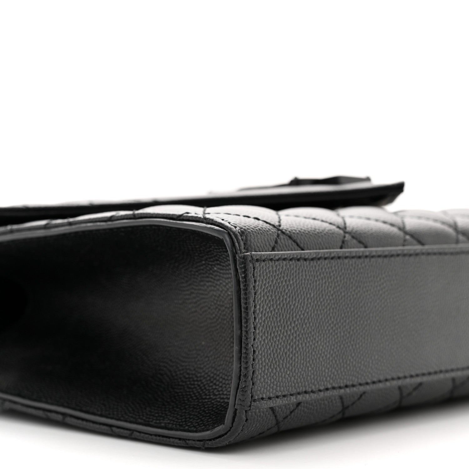 Saint Laurent Grain De Poudre Textured Mixed Matelasse Triquilt Medium Monogram Satchel Black 9 of 10