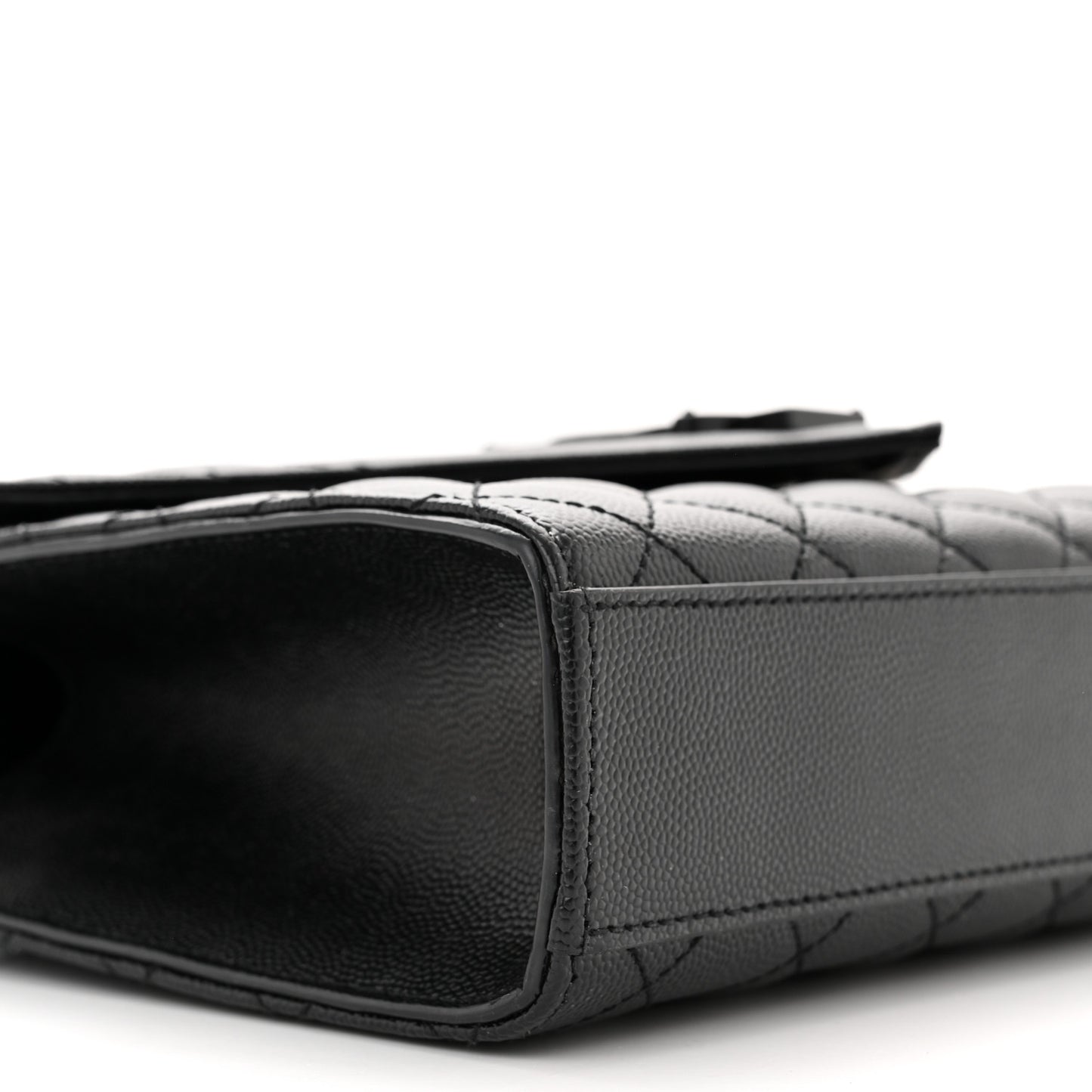 Grain De Poudre Textured Mixed Matelasse Triquilt Medium Monogram Monochrome Satchel Black