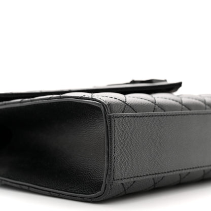 Saint Laurent Grain De Poudre Textured Mixed Matelasse Triquilt Medium Monogram Monochrome Satchel Black 9 of 10