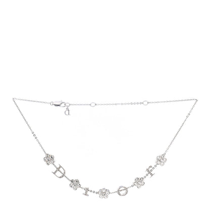 Christian Dior Crystal Logo Charm Necklace Silver 3 of 5