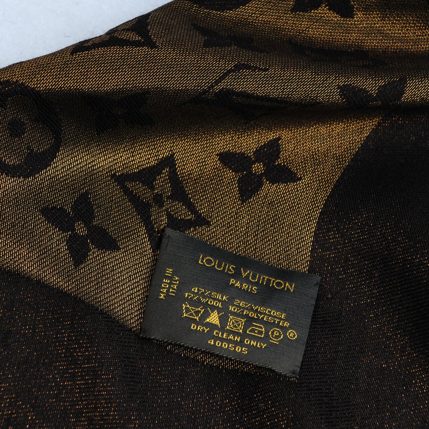 Silk Lurex Wool Monogram Shine Shawl Brown
