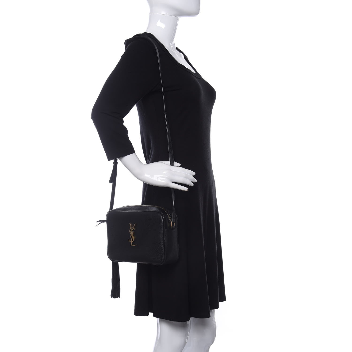 Saint Laurent Lambskin Monogram Small Lou Camera Bag Black 2 of 8