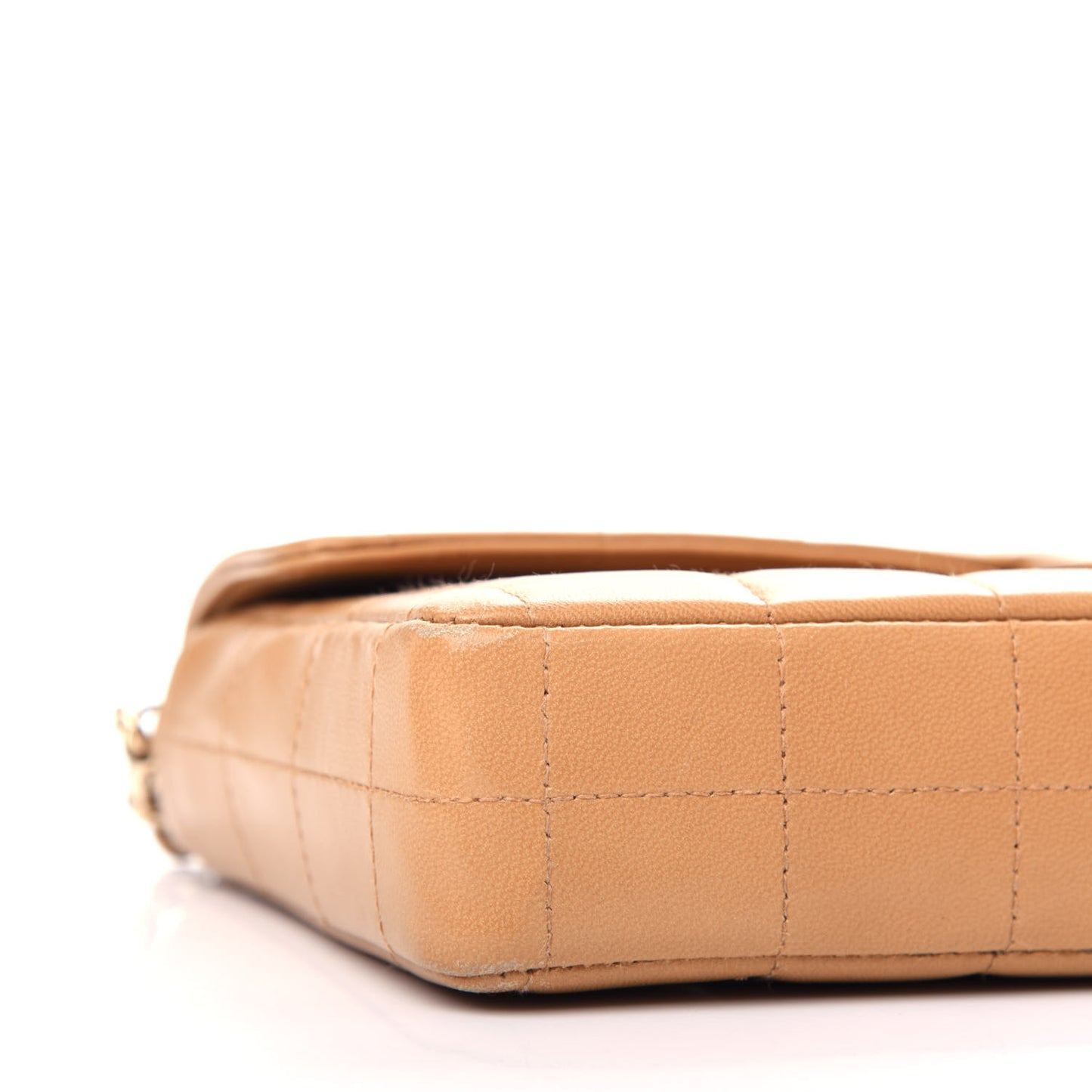 Lambskin East West Chocolate Bar Flap Beige