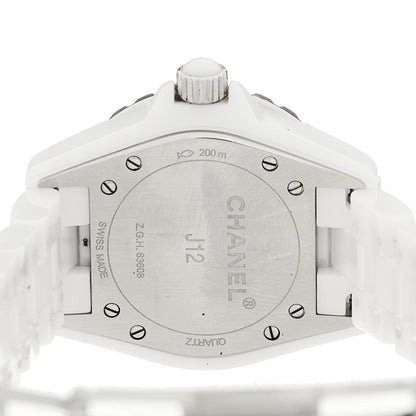Chanel Stainless Steel Ceramic Diamond 33mm J12 Quartz Watch White 4 of 4