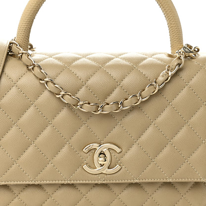 Chanel Caviar Lizard Embossed Quilted Small Coco Handle Flap Dark Beige 8 of 11