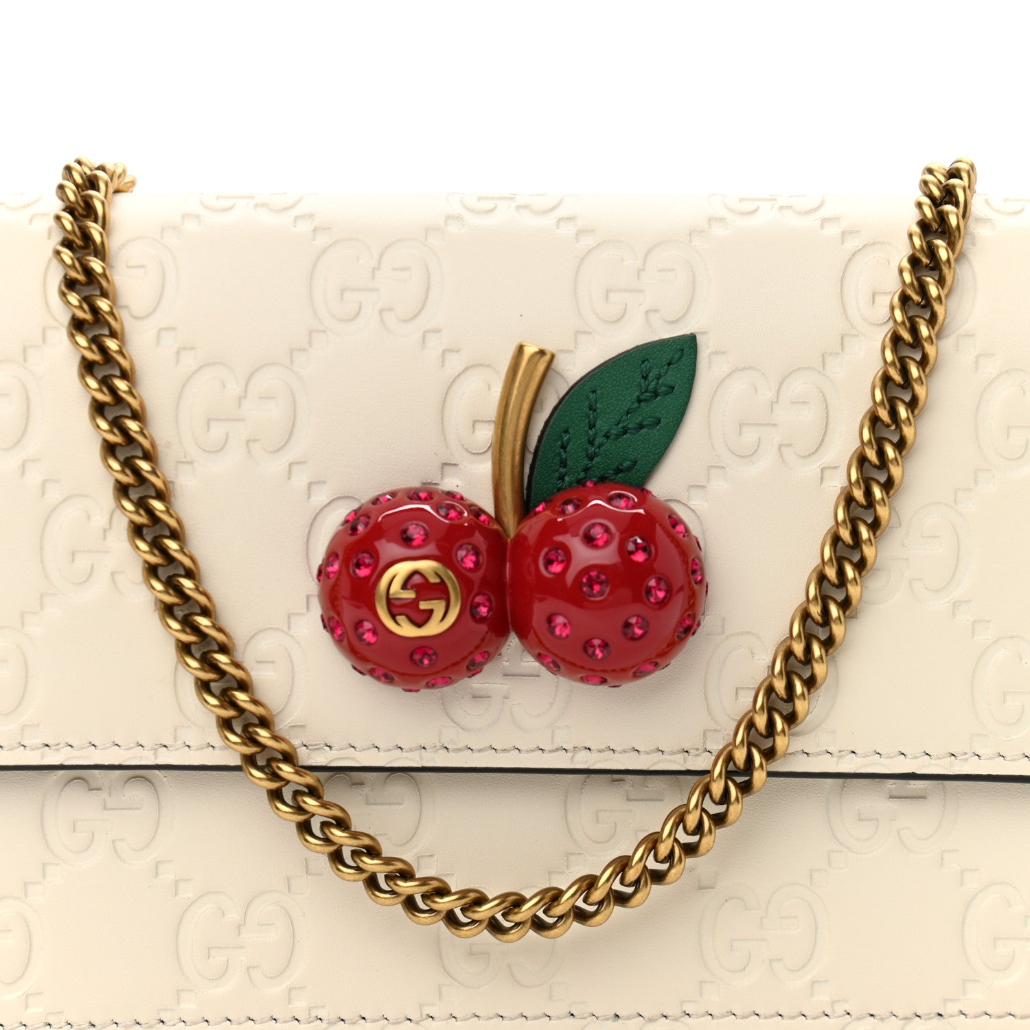 Gucci Guccissima Mini Cherry Chain Bag White 7 of 10
