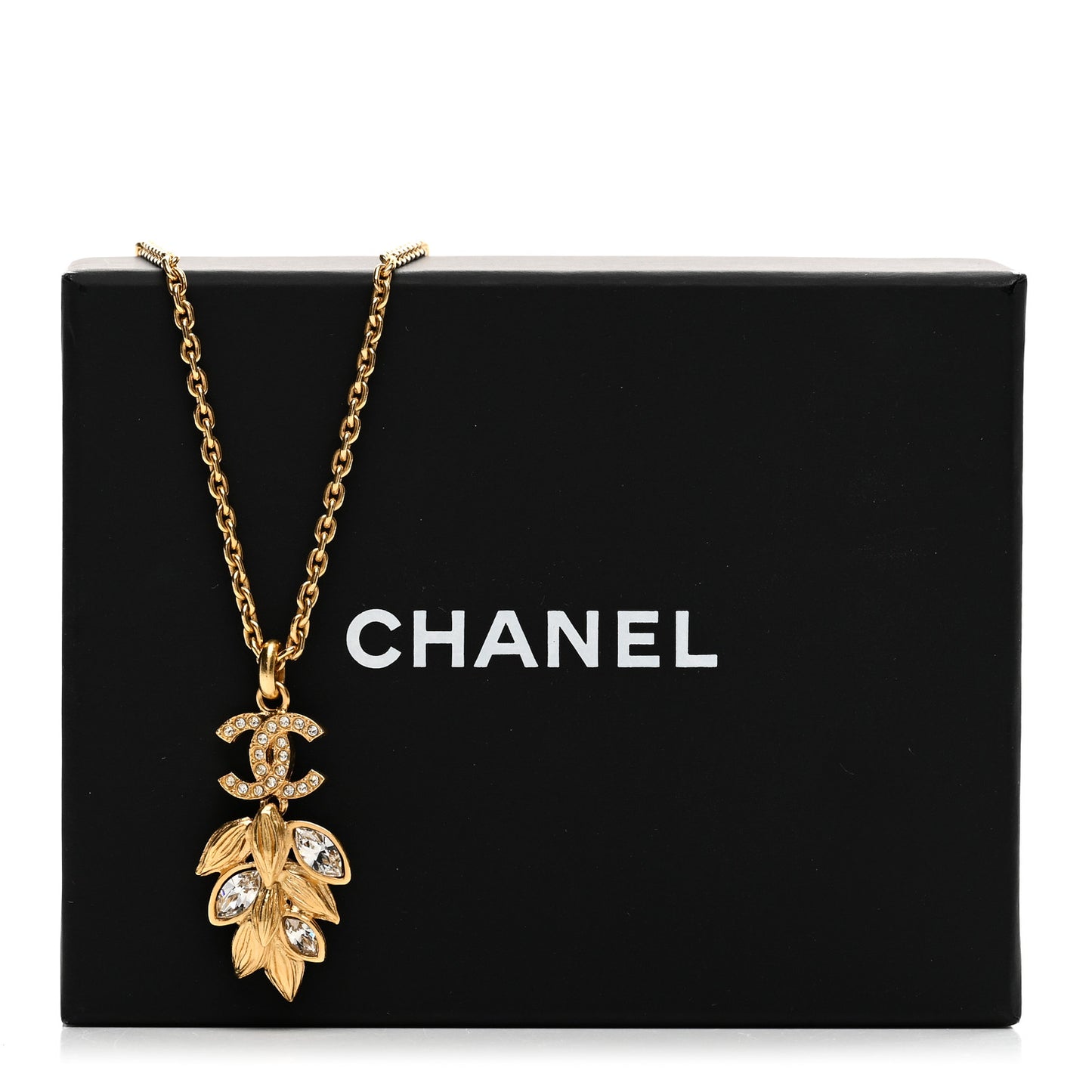 Crystal Sparkling Wheat CC Necklace Gold