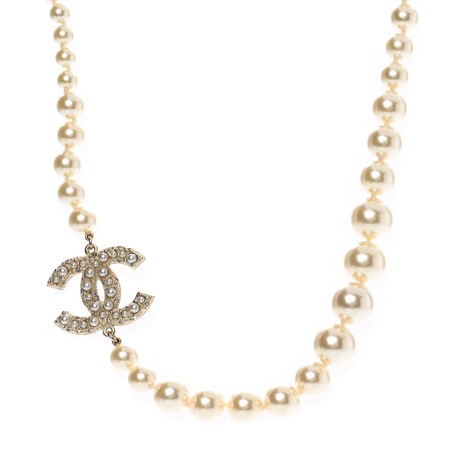 Pearl CC 100th Anniversary Necklace Light Gold