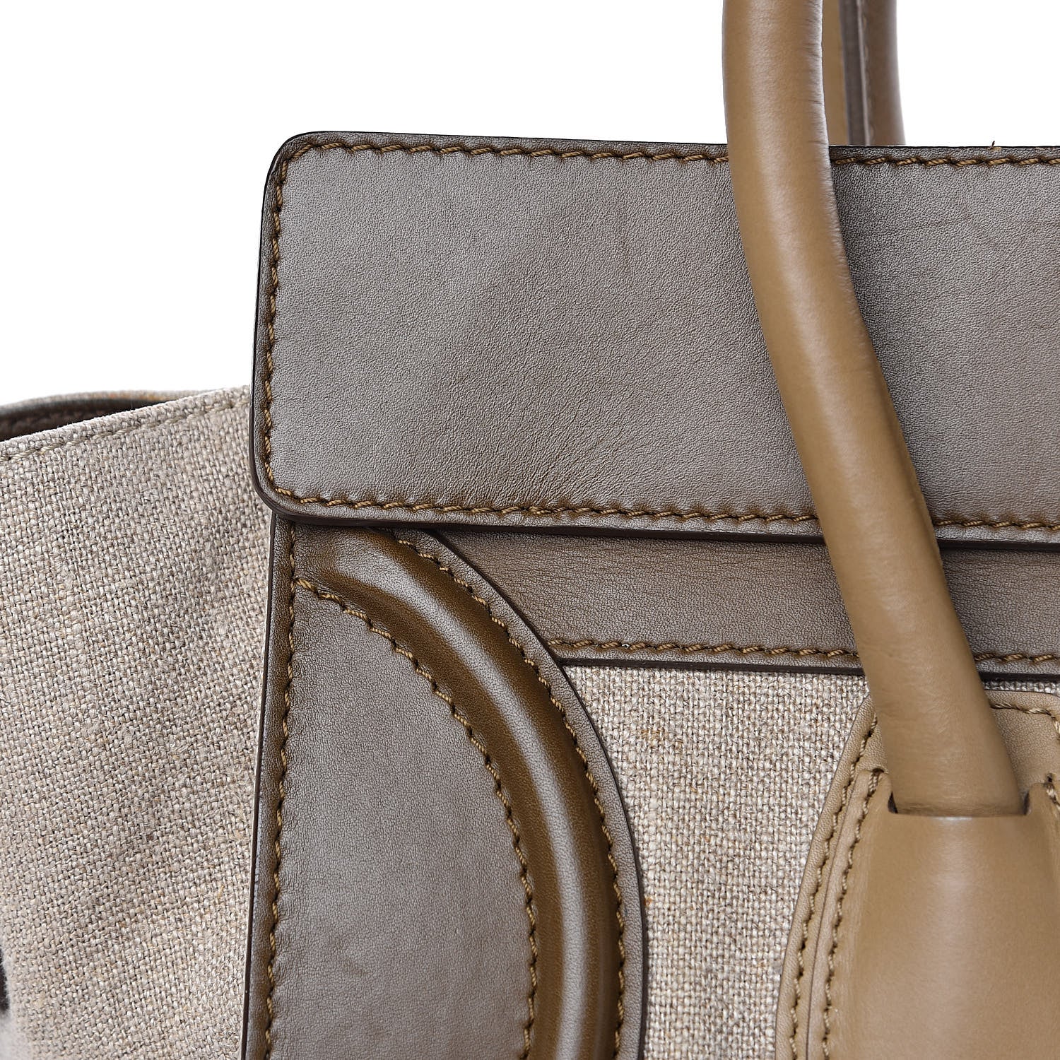 Celine Natural Canvas Smooth Calfskin Mini Luggage Brown 14 of 21