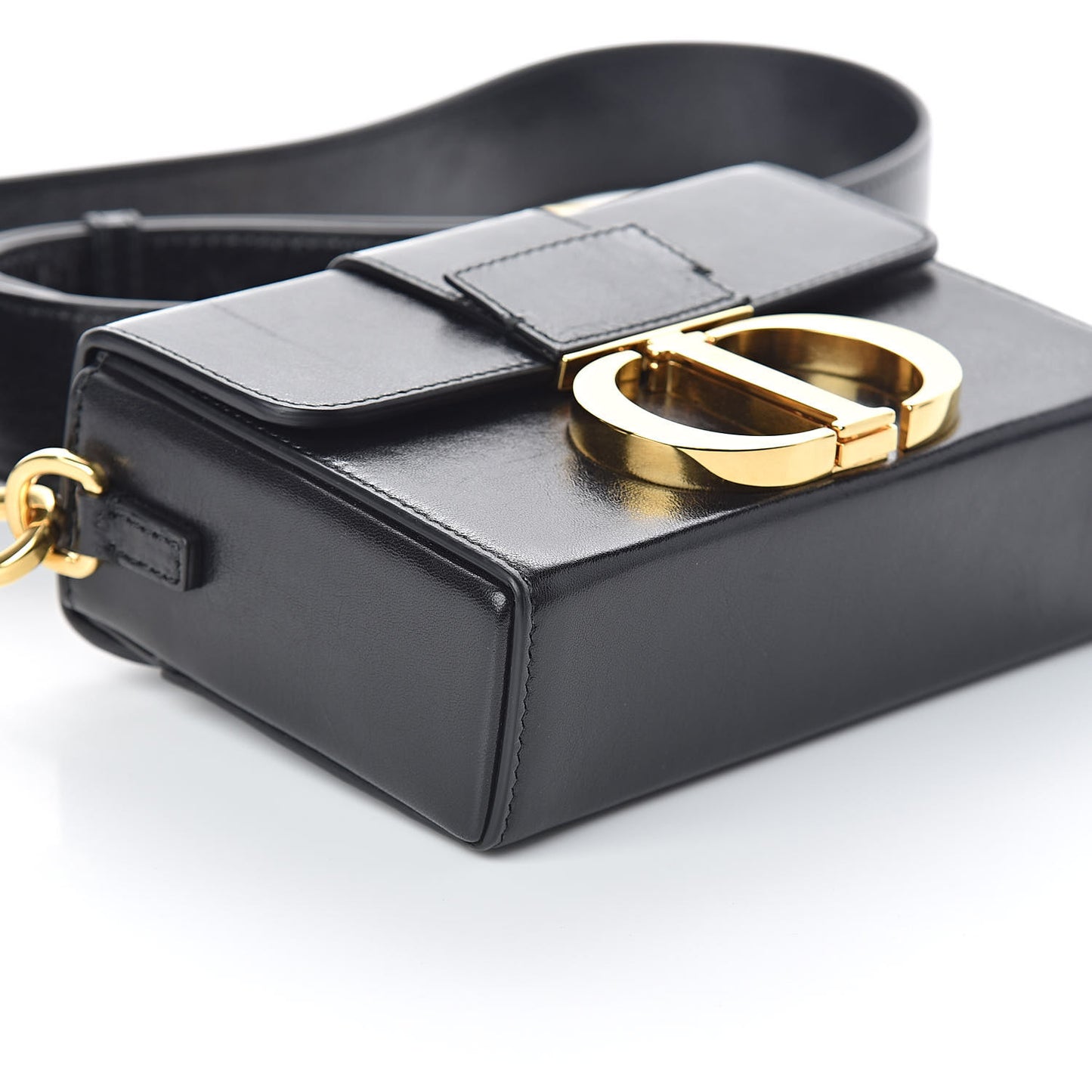 Crackled Lambskin 30 Montaigne Box Bag Black