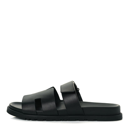 Hermes Calfskin Mens Chypre Sandals 43 Black 1 of 9