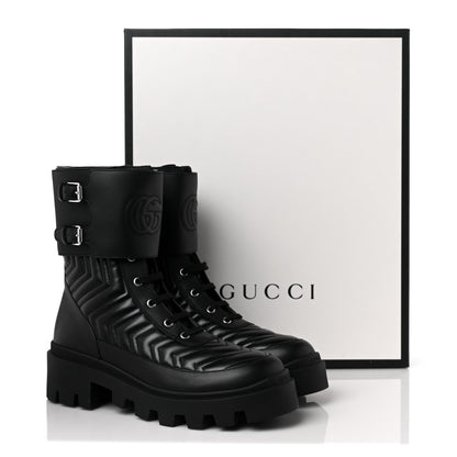 Gucci Nappa Frances GG Matelasse Platform Combat Boots 40 Black 8 of 8