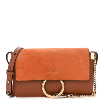 Chloe Suede Calfskin Small Faye Shoulder Bag Tobacco 1 of 15
