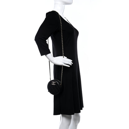 Chanel Lambskin Quilted Zirconium Round Clutch With Chain Black 2 of 11