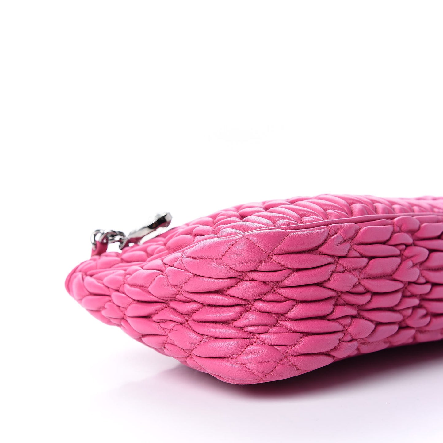 Nappa Matelasse Crystal Zip Top Clutch Fuxia