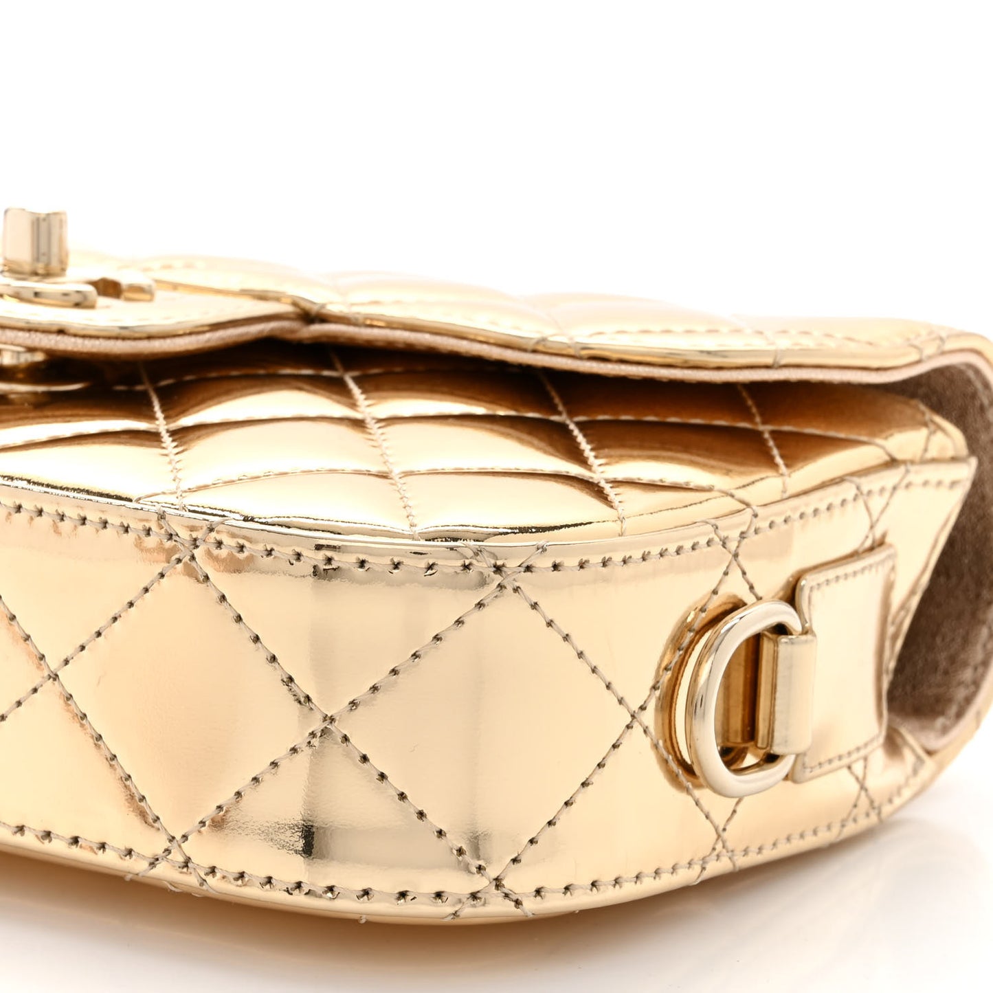 Mirror Calfskin Metallic Calfskin Quilted Hollywood Boulevard Mini Flap With Star Coin Purse Gold