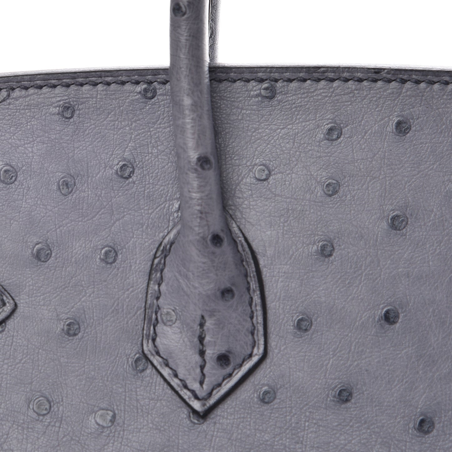 Ostrich Horseshoe Birkin 25 Gris Agate Bleu Marine