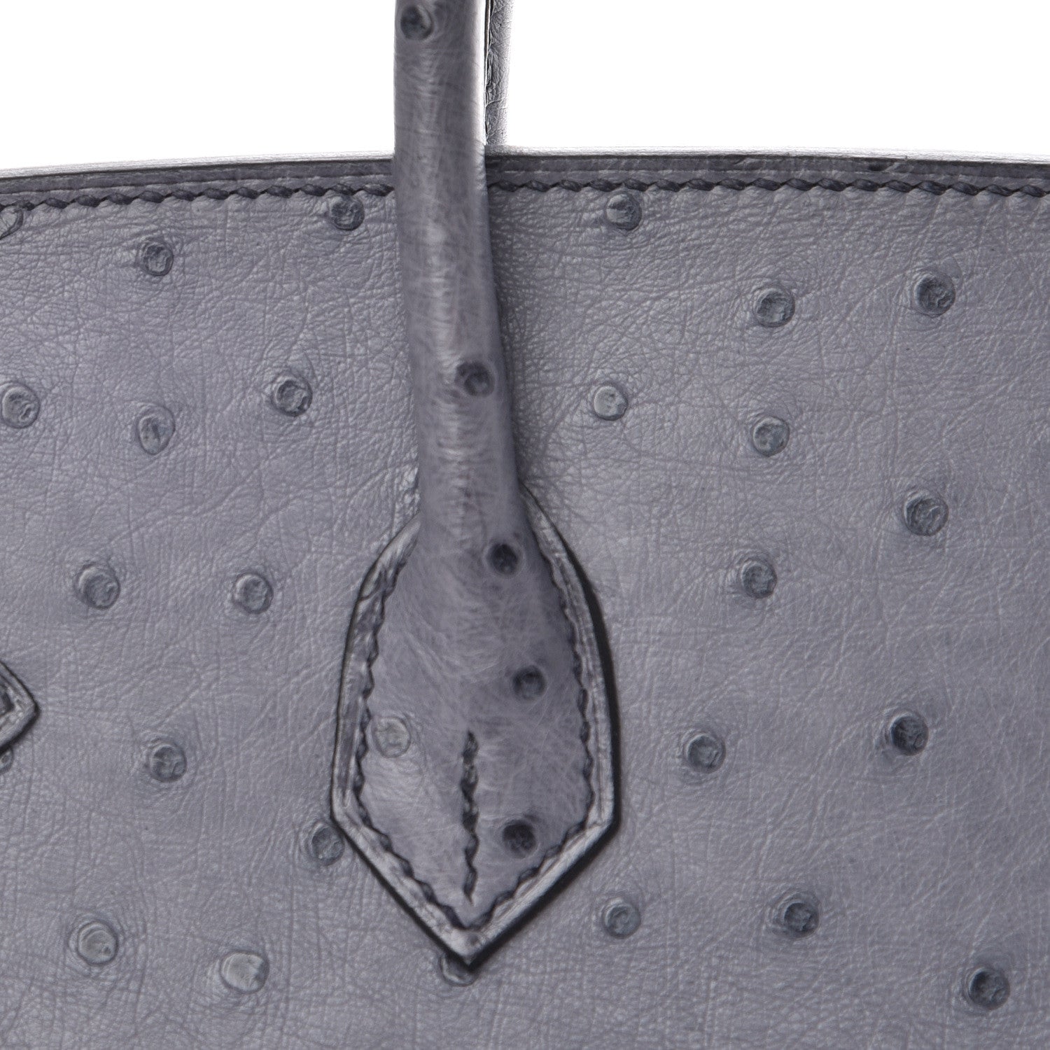 Hermes Ostrich Horseshoe Birkin 25 Gris Agate Bleu Marine 8 of 43