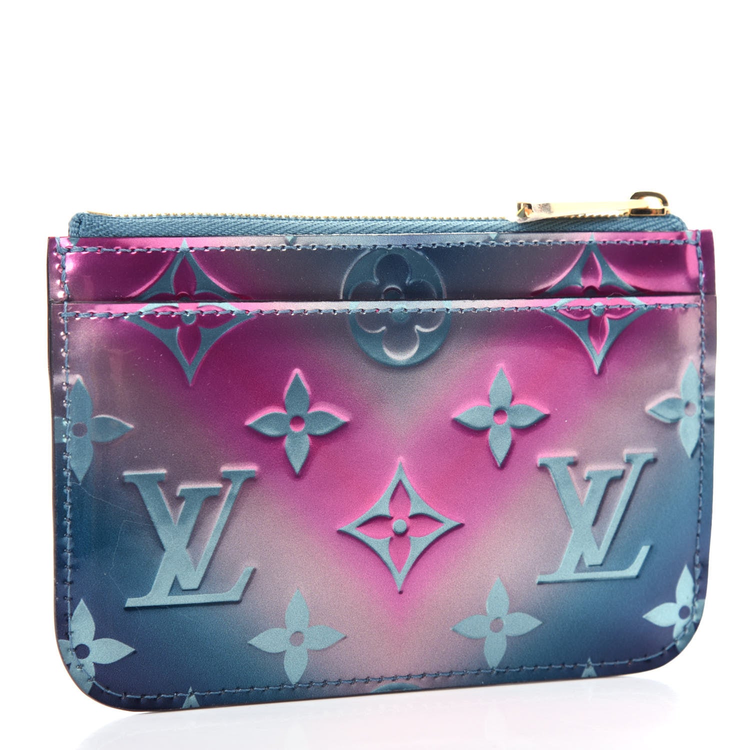 Louis Vuitton Metallic Vernis Degrade Key Pouch Blue Pink 3 of 8