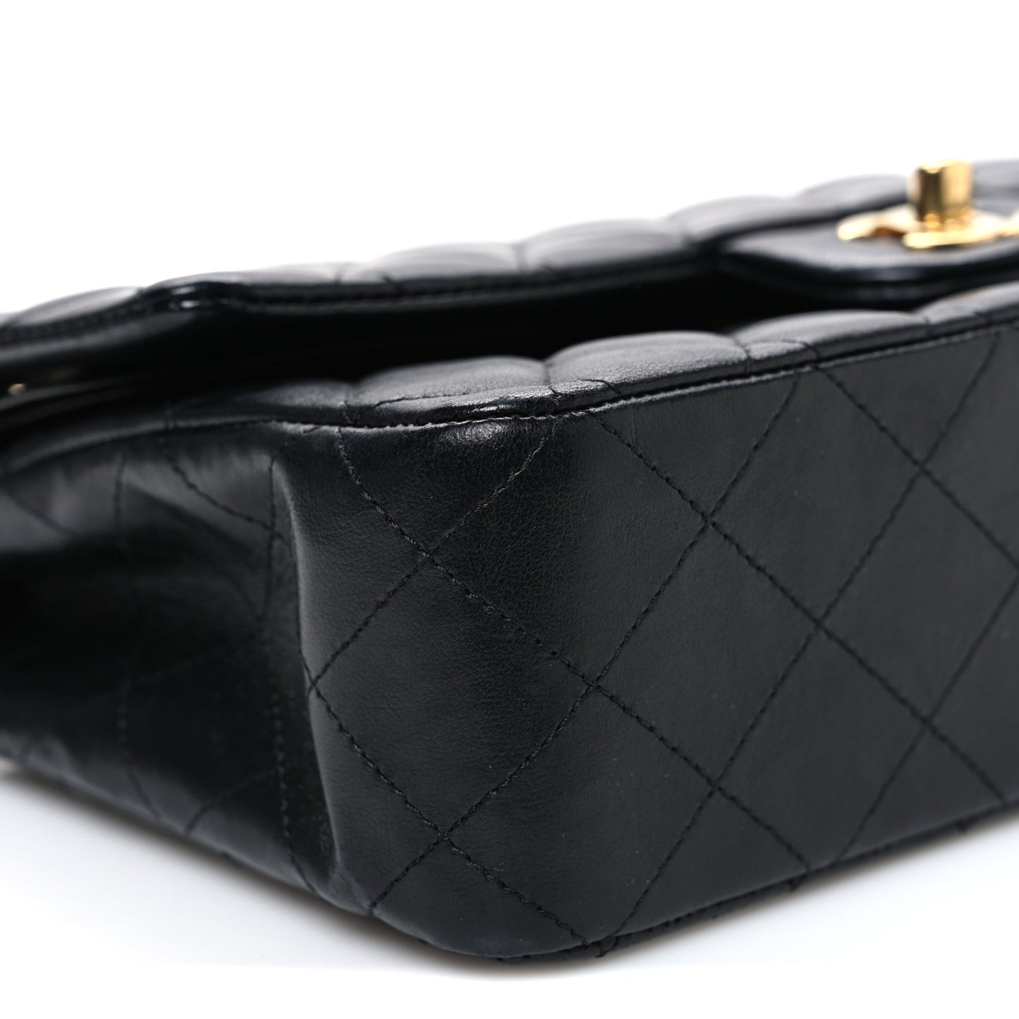 Lambskin Quilted Medium Double Flap Black