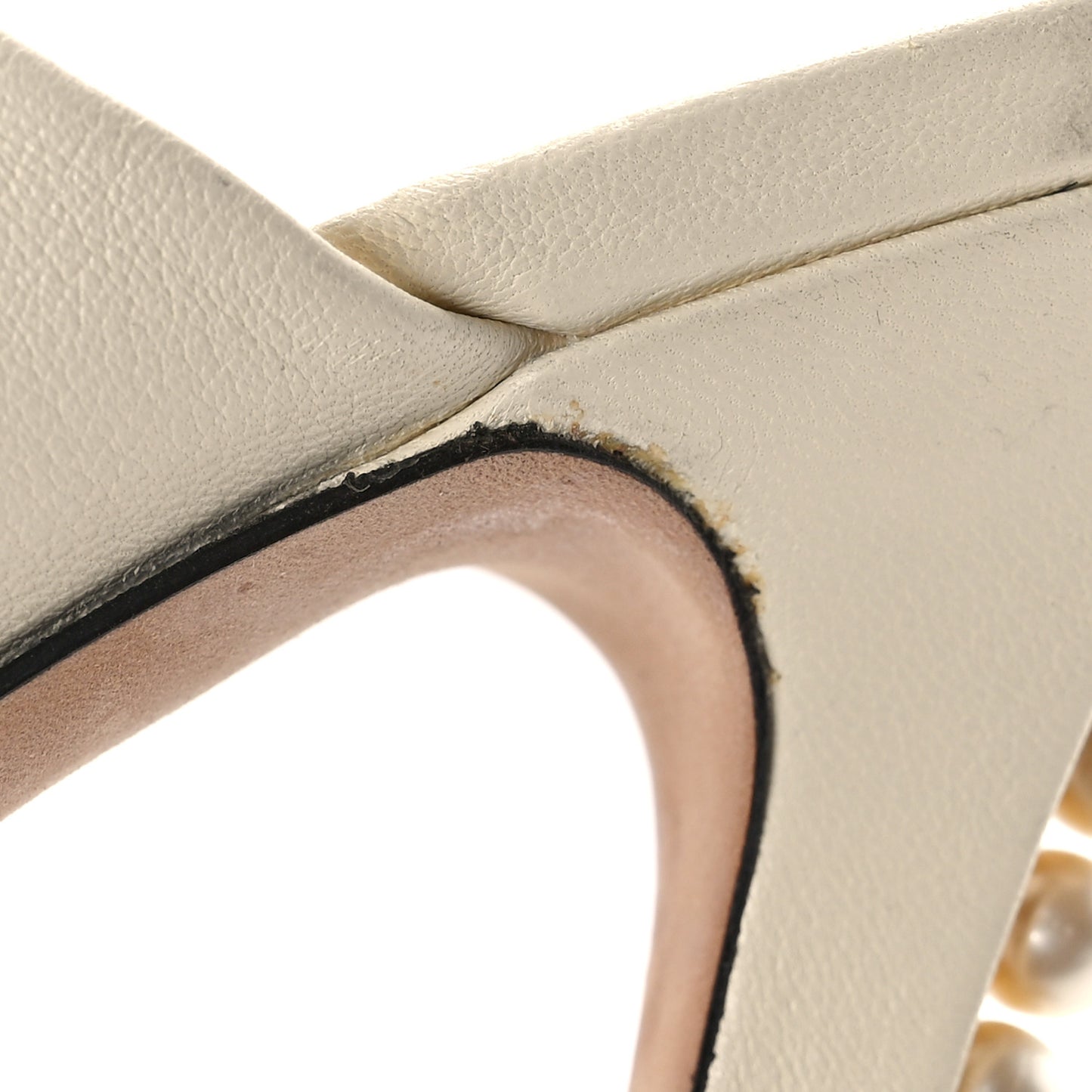 Lambskin Pearl Sandal Mules 37.5 Ivory