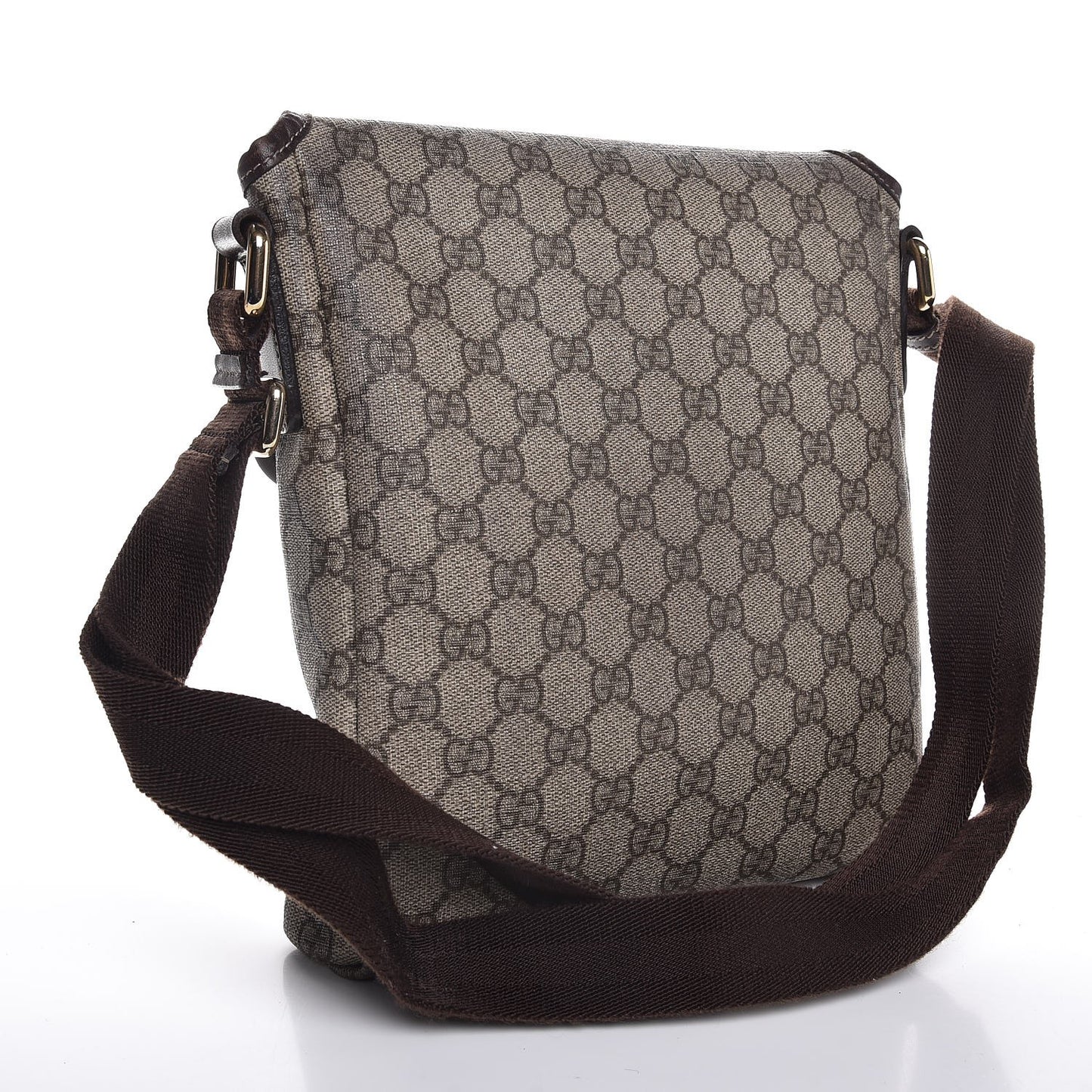 GG Supreme Monogram Selleria Calfskin Small Flap Messenger Bag Beige Ebony Cocoa Dark Chocolate