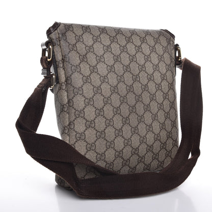 Gucci GG Supreme Monogram Selleria Calfskin Small Flap Messenger Bag Beige Ebony Cocoa Dark Chocolate 3 of 10
