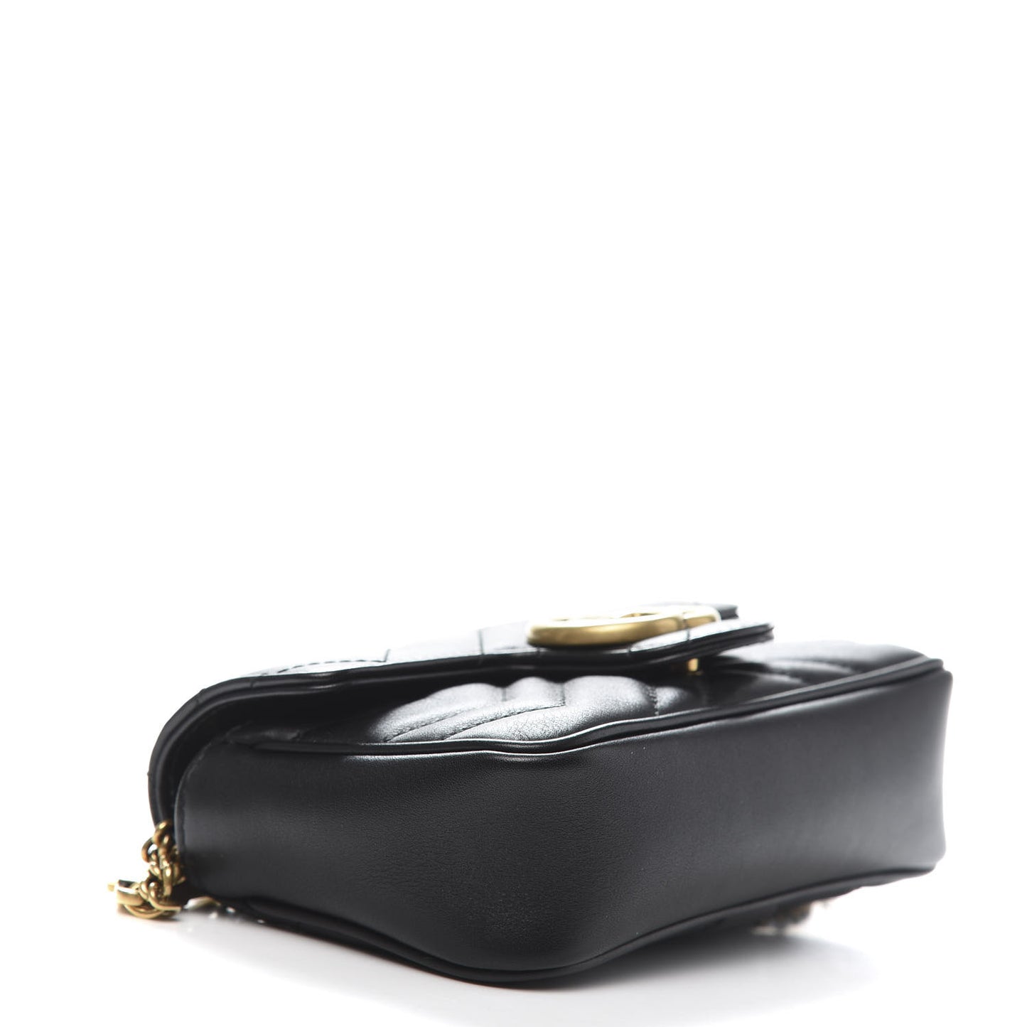 Calfskin Matelasse Super Mini GG Marmont Shoulder Bag Black