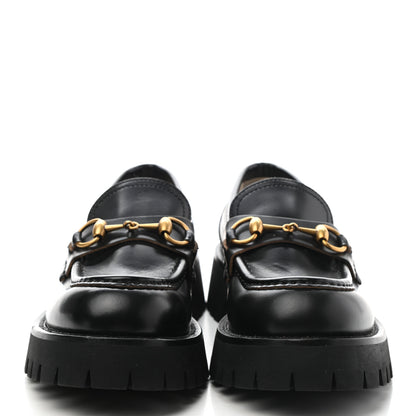 Gucci Cordovan Lux Womens Harald Horsebit 25mm Platform Loafers 37.5 Black 2 of 9