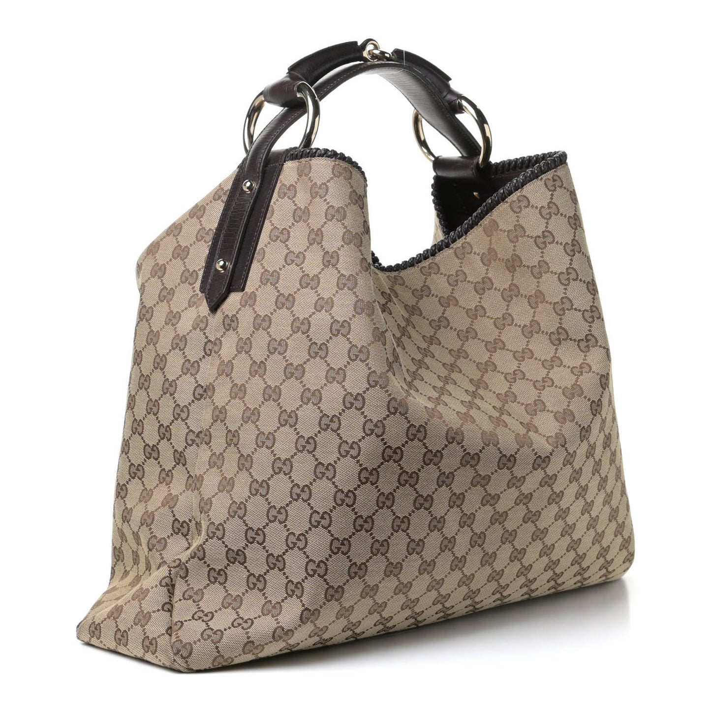 Monogram Large Horsebit Chain Hobo Dark Brown