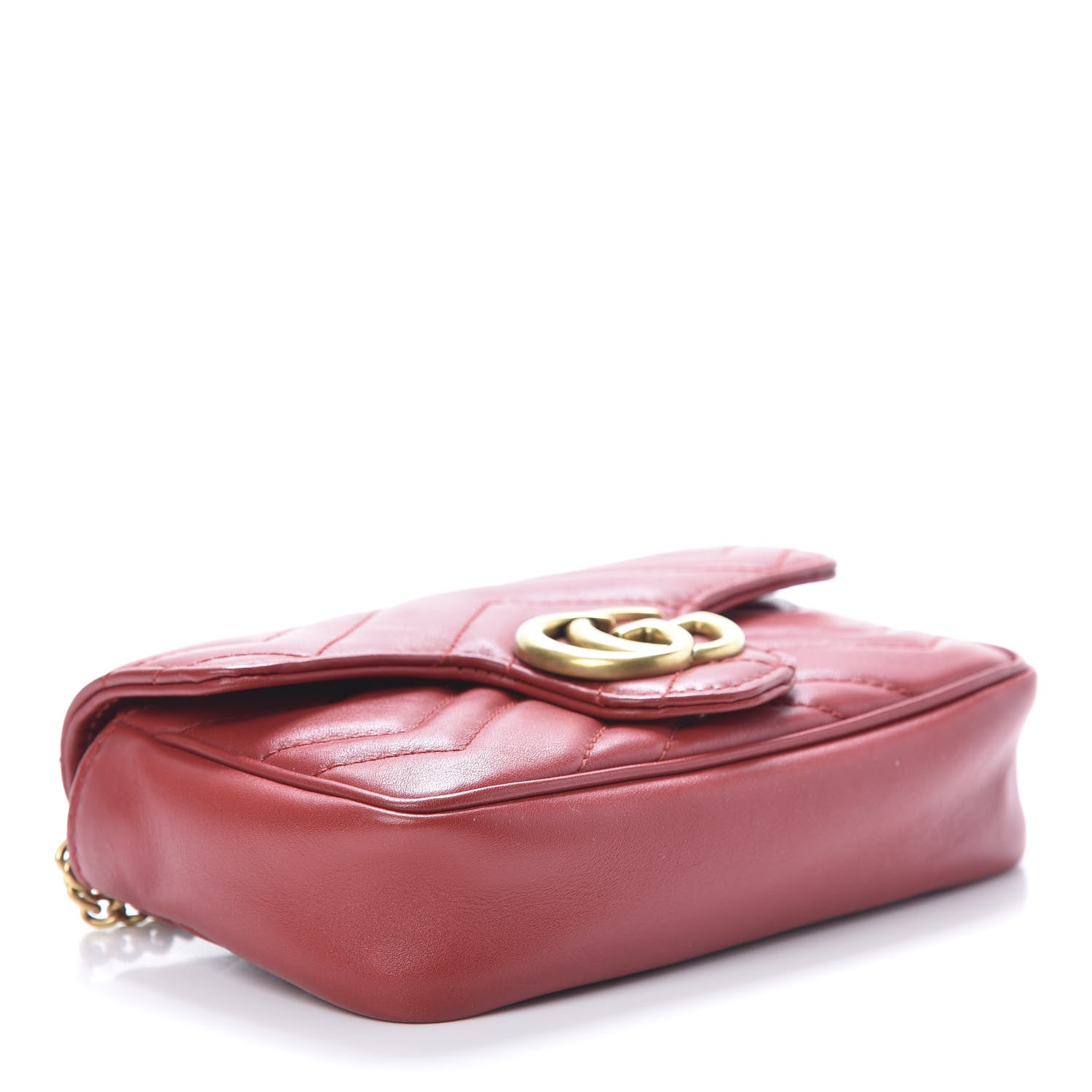 Gucci Calfskin Matelasse Super Mini GG Marmont Shoulder Bag Hibiscus Red 3 of 11