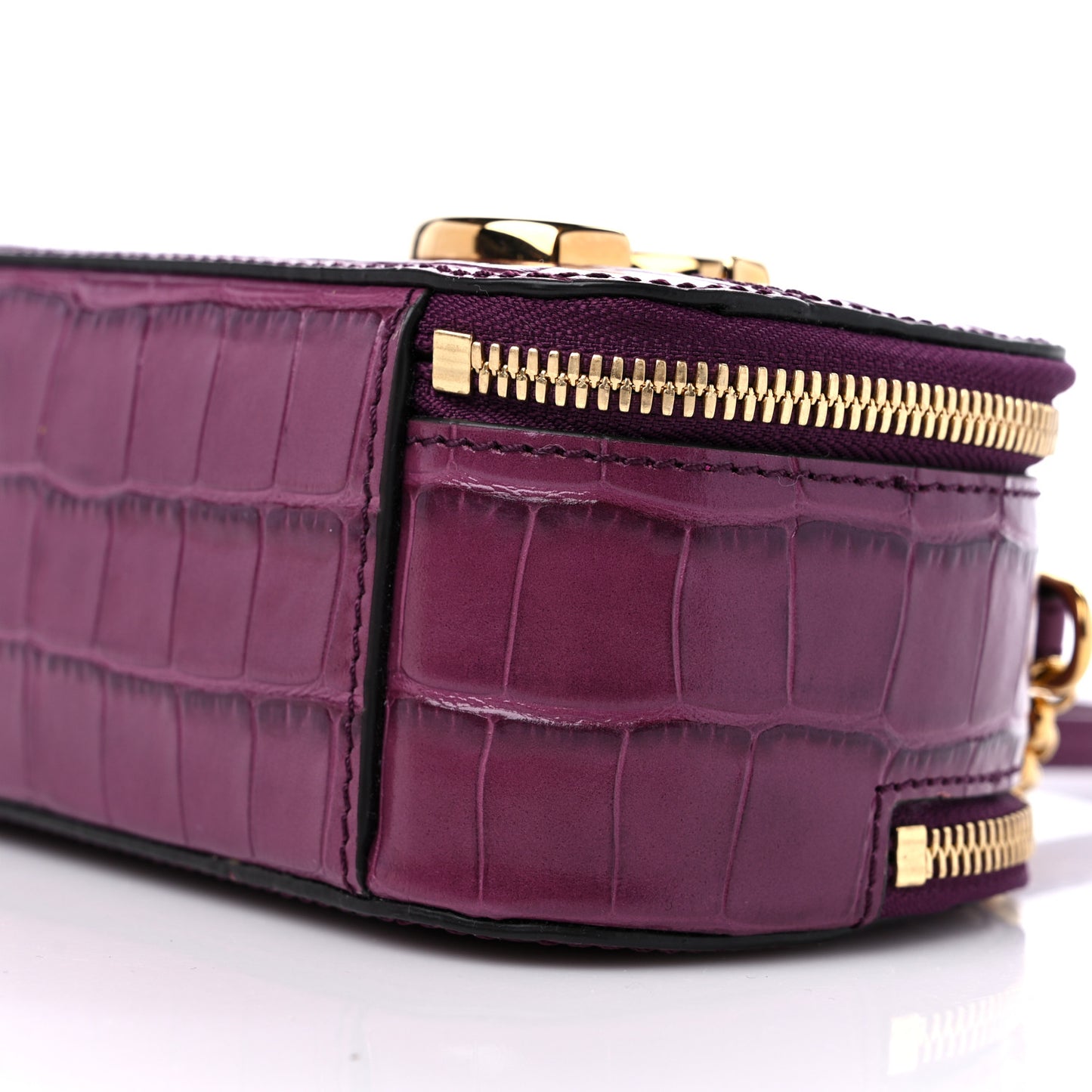 Calfskin Crocodile Embossed Mini C Vanity Bag Crushed Violet