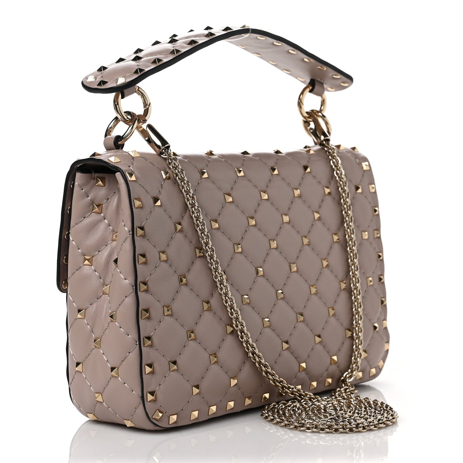 Valentino Garavani Lambskin Medium Rockstud Spike Shoulder Bag Poudre 3 of 8
