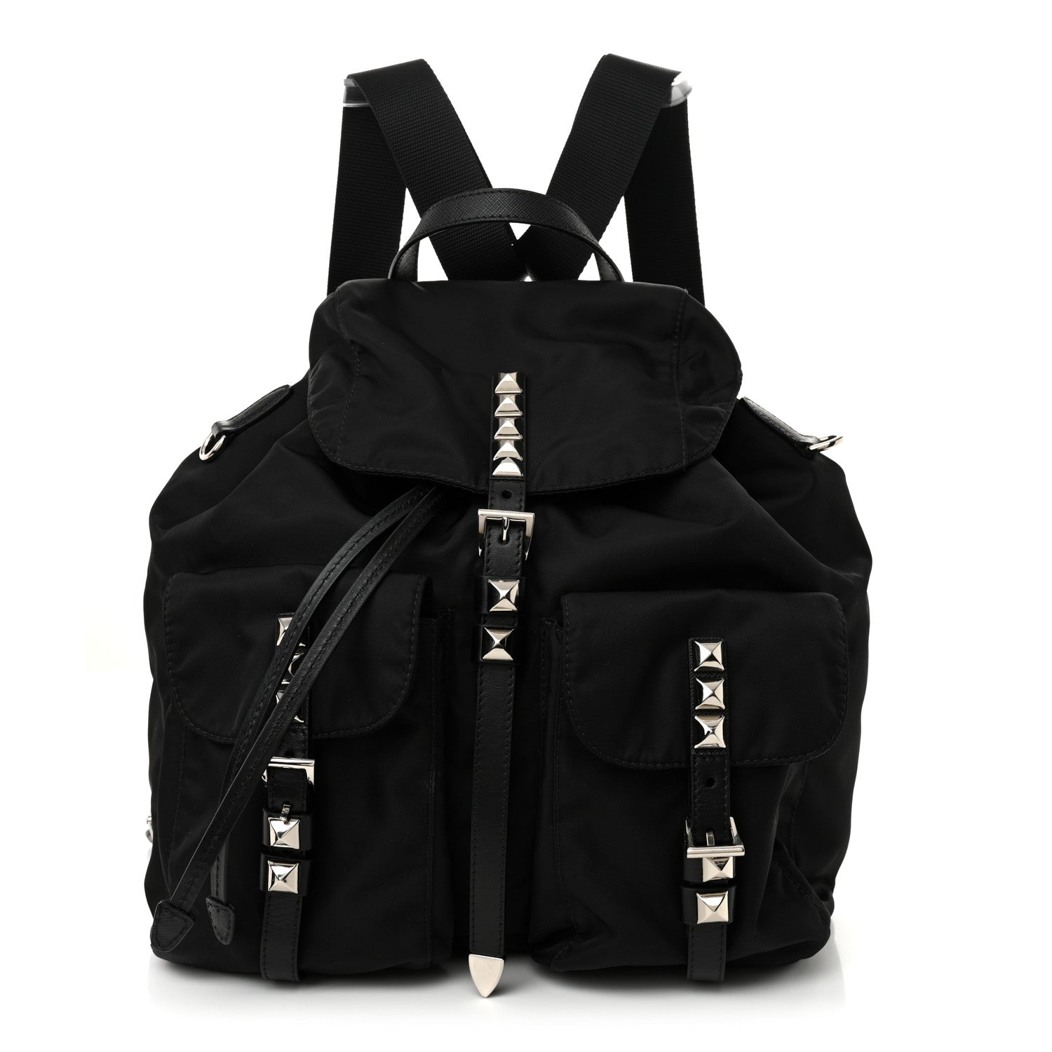 Prada Nylon New Vela Studded Backpack Black 1 of 10
