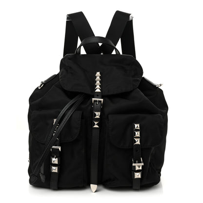 Prada Nylon New Vela Studded Backpack Black 1 of 10