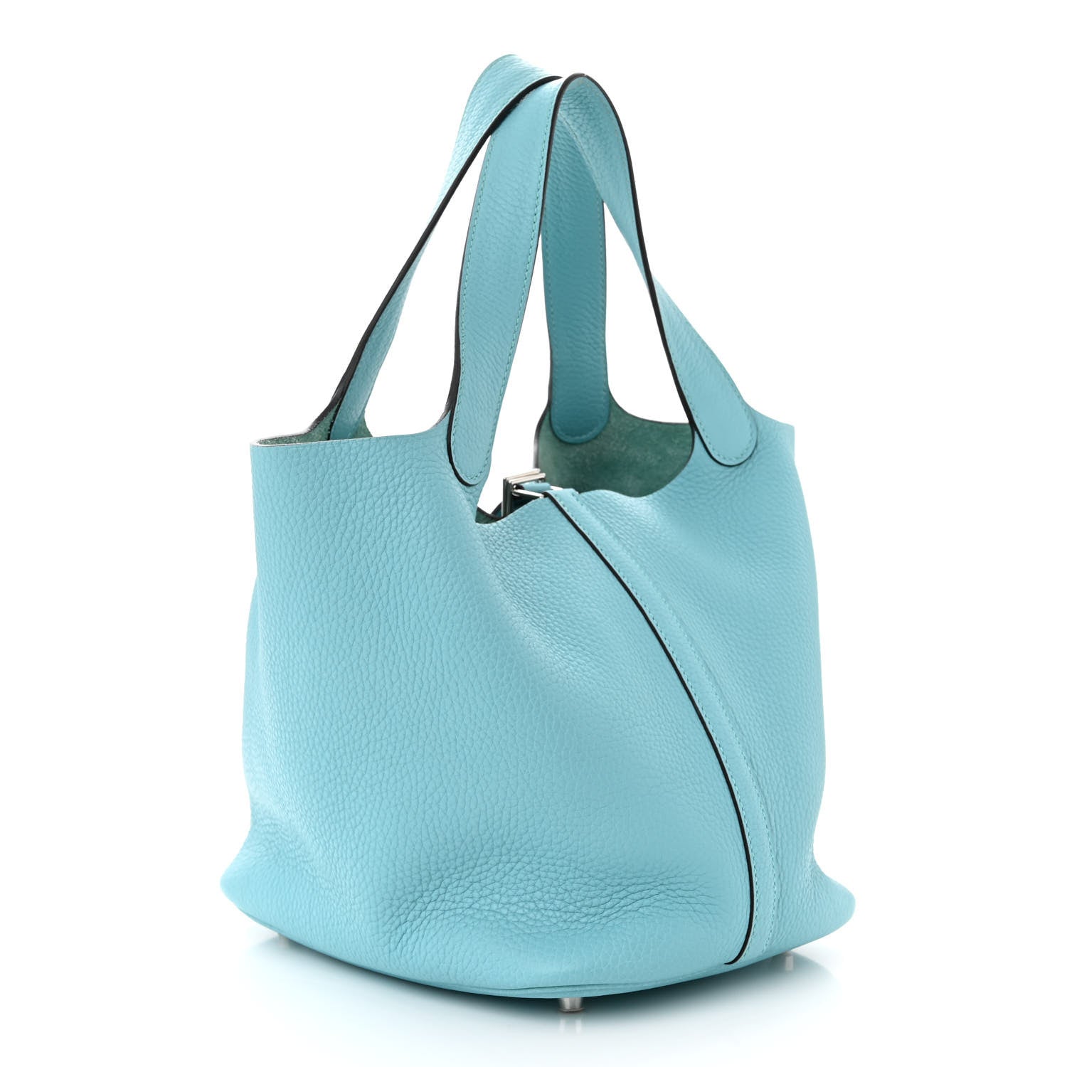 Hermes Taurillon Clemence Picotin Lock 22 MM Bleu Atoll 3 of 11