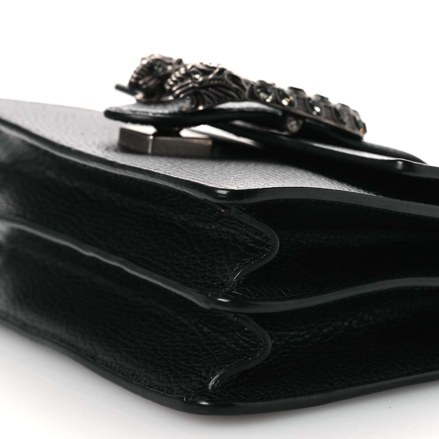 Dollar Calfskin Crystal Web Mini Dionysus Bamboo Top Handle Bag Black Diamond